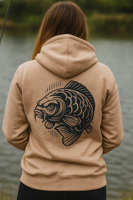 Angry Carp Hoodie Zandkleur | Carp Logo