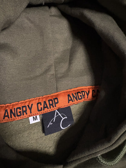 Angry Carp Hoodie Militair Groen | Respect the Night, Fear the Silence