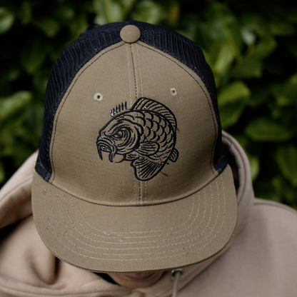 Angry Carp Snapback Cap Beige