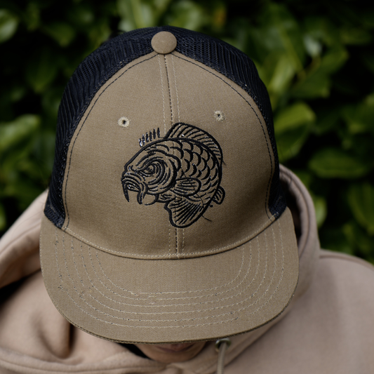 Angry Carp Snapback Cap Beige