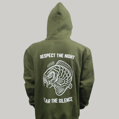 Angry Carp Hoodie Militair Groen | Respect the Night, Fear the Silence