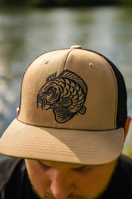 Angry Carp Snapback Cap Beige